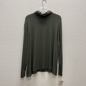 Leo & Nicole Womens Long Sleeve Ruched Mock Neck Stretch MicroModal Pullover 3XL